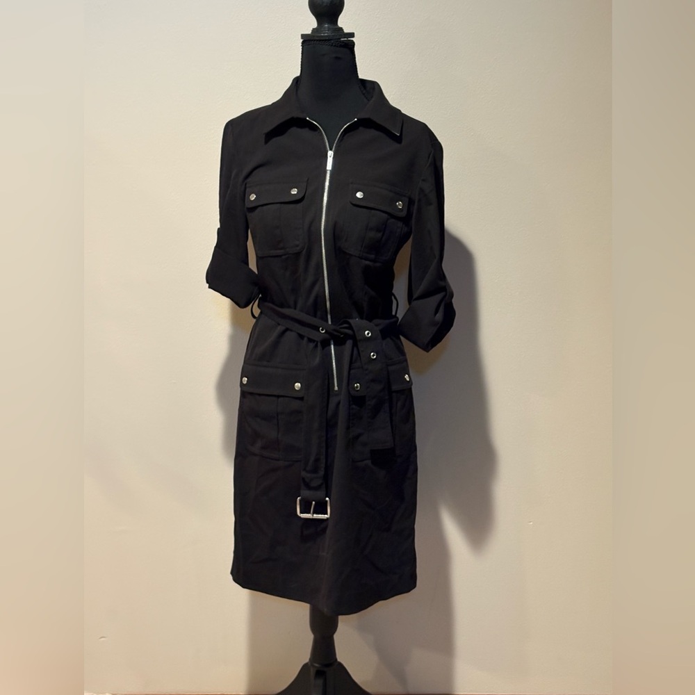 Michael Kors Black Midi Dress with Belt size S